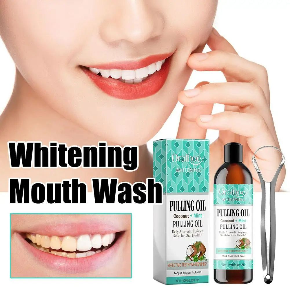 Coconut Oil Pulling Mouthwash With Essential Alcohol-free Care Oral Toothbrush Mouth Teeth Scraper Mouthwash Tongue