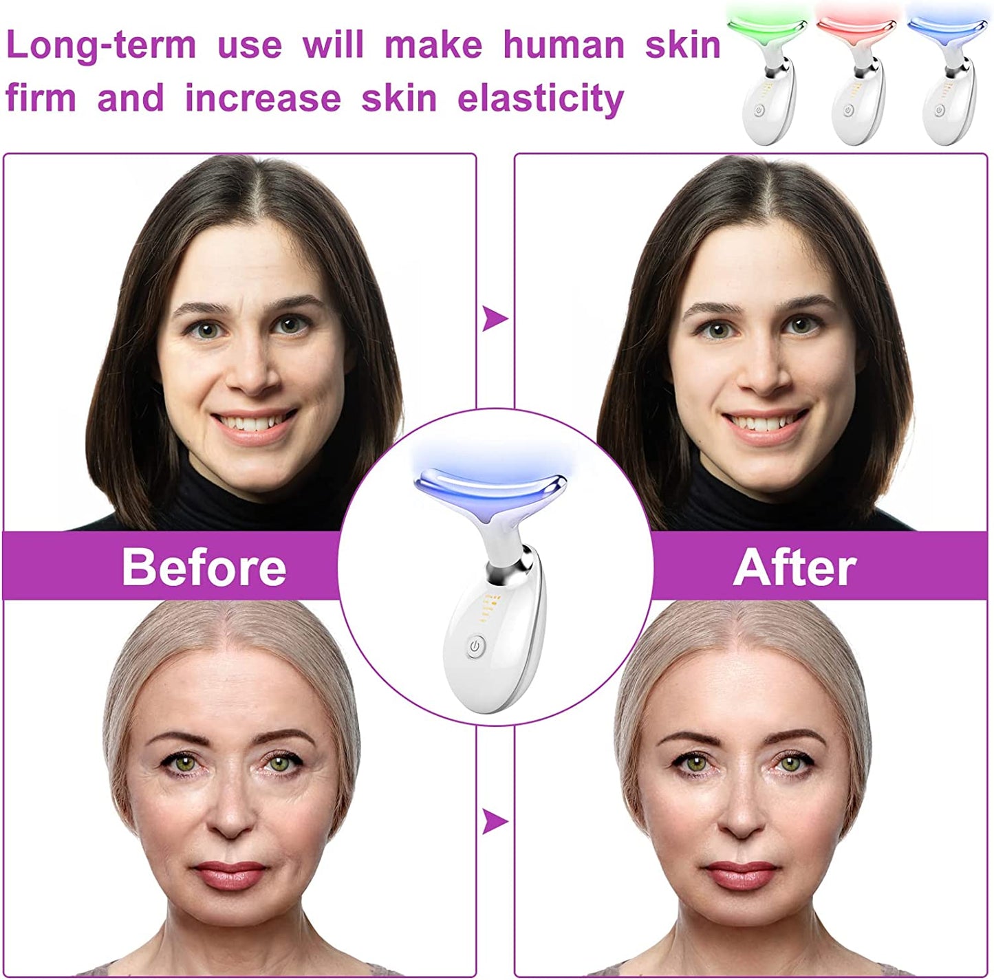 CkeyiN Neck Face Lifting Machine Face Massager Photon Therapy Eye Massage Tool Vibration Anti Wrinkle Double Chin Remover