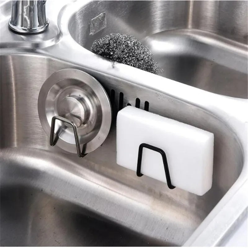 Kitchen Stainless Steel Sink Shelf Sponges Holder Adhesive Drain Drying Rack Wall Hook Accessories Storage Organizer