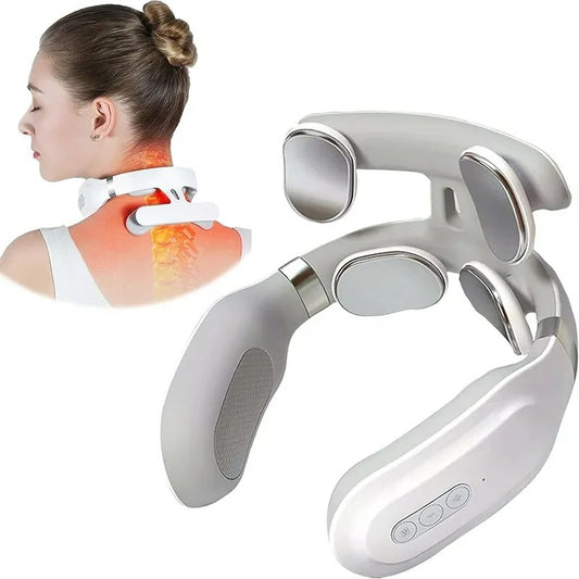 Machine de Massage du cou 4 machines chauffantes de Protection de la tête et du cou respiration légère Vibration compresse chaude Machine de colonne cervicale 