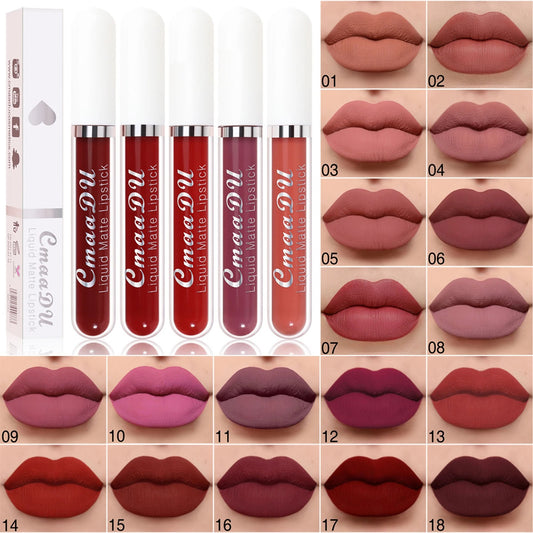 Sexy Long Lasting Velvet Matte Lip Gloss Liquid Lipstick Lip Makeup Women Beauty Red Non-stick Cup Waterproof Lip Gloss