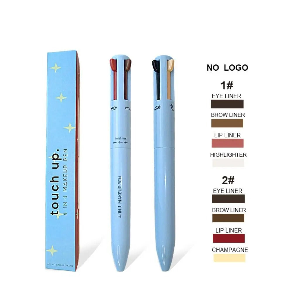 Multi-effect 4 in 1 Eyeliner Eyebrow Pencil Contour Pen Long-Lasting Waterproof Cosmetic Eyeliner Makeup Pencil Lipstick