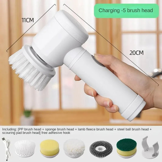 Multifunctional electric cleaning brush for kitchen and bathroom - wireless hand scrubber for dishes, pots and pans