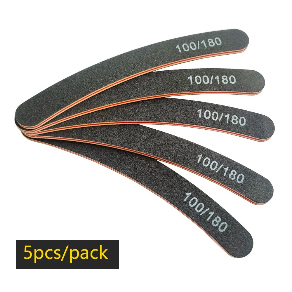5/10Pcs Professional Nail File 100/180 Sandpaper Strong Thick Nail Files Sanding Half Moon Lime nail accessories and Tools