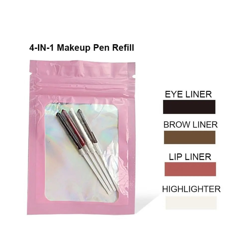 Multi-effect 4 in 1 Eyeliner Eyebrow Pencil Contour Pen Long-Lasting Waterproof Cosmetic Eyeliner Makeup Pencil Lipstick