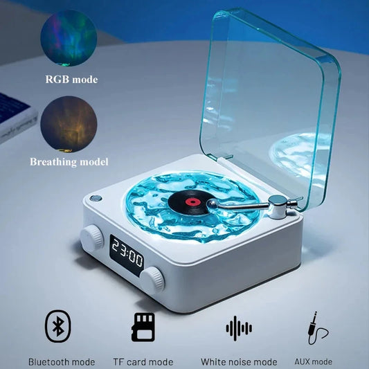 Neu eingetroffener hochwertiger kabelloser Vinyl-Bluetooth-Lautsprecher mit dynamischem Wasserkräusel-RGB-Licht 